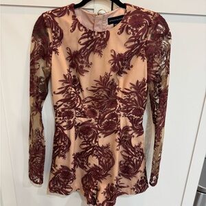 Stylestalker Burgundy Floral Lace Blouse